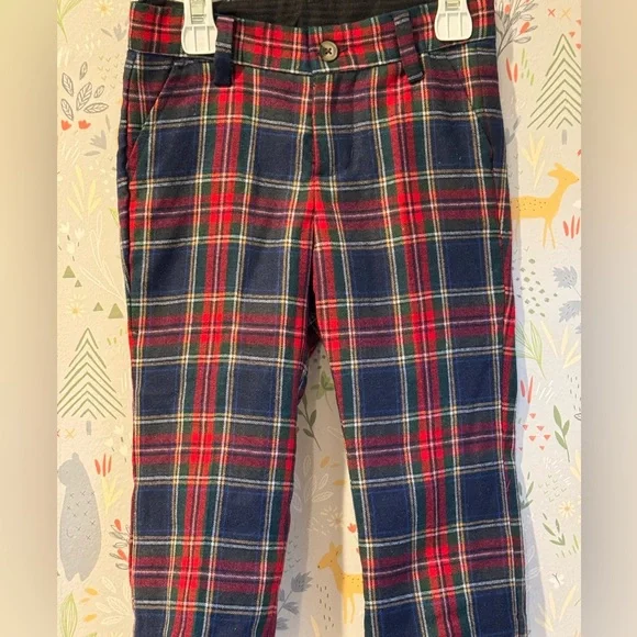 Janie & Jack Plaid Christmas Dressy Toddler Boys Adjustable Trousers 18-24 Mos - Picture 1 of 15